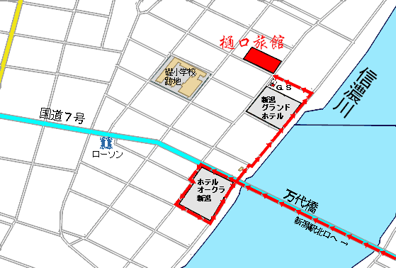 樋口旅館までの地図